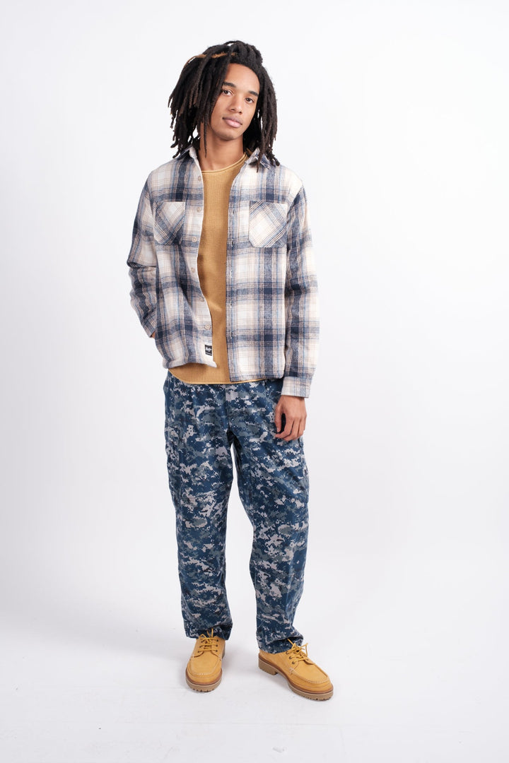 Comfortable heavy flannel shacket
#color_cream-blue