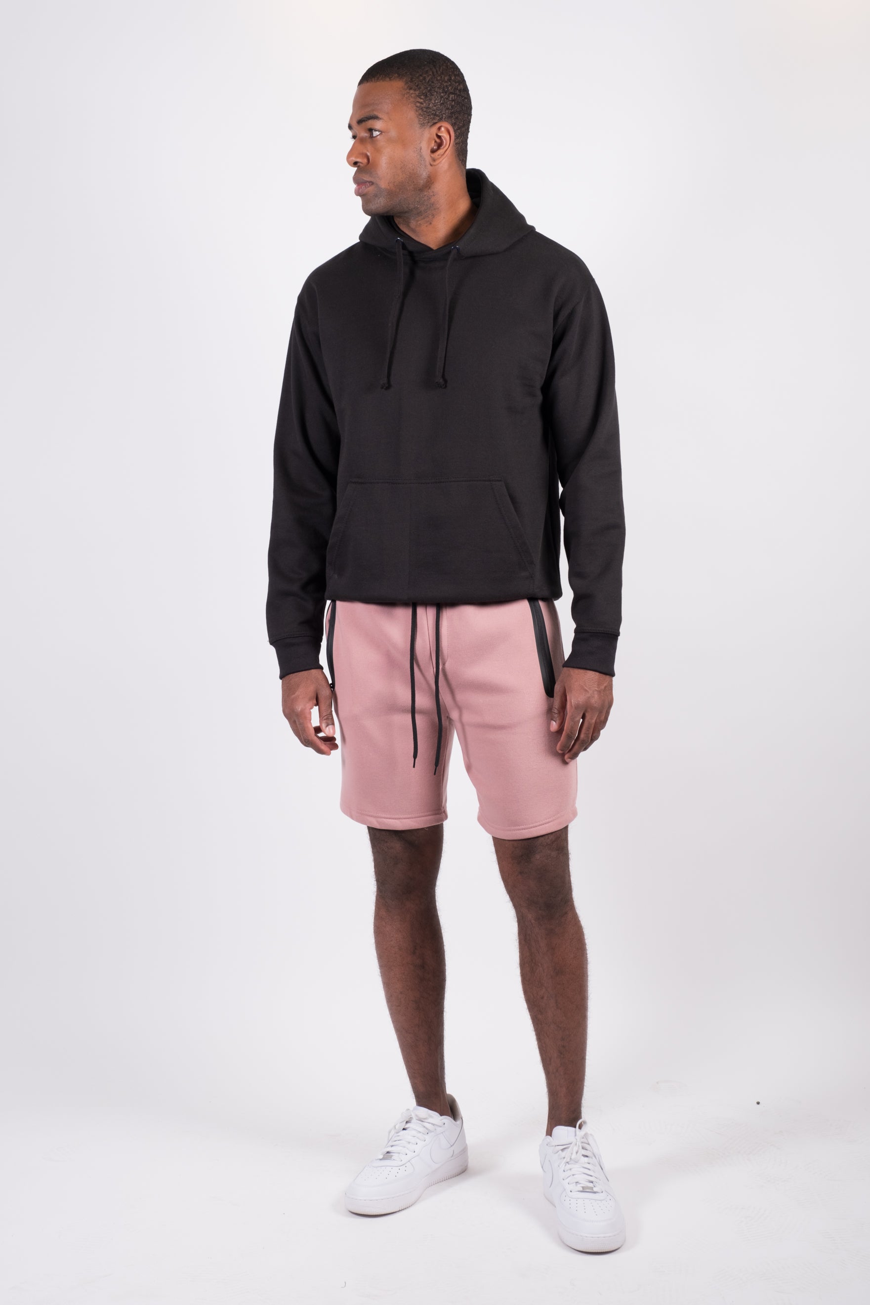 Men's Heat Seal Zip Shorts with drawstring waist
#color_dusty rose