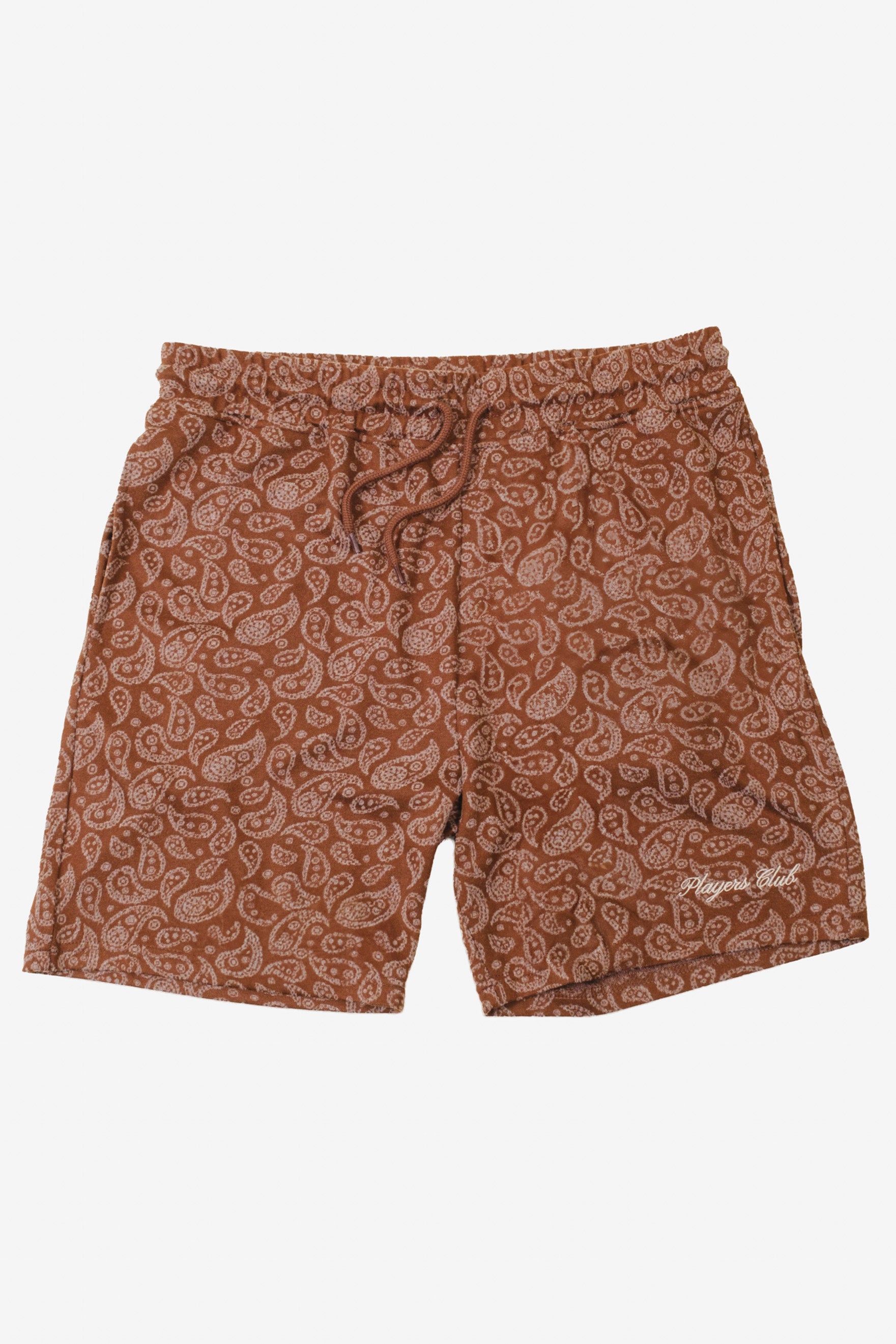 Brooklyn Cloth's mens paisley pattern shorts in the color brown  
#color_brown