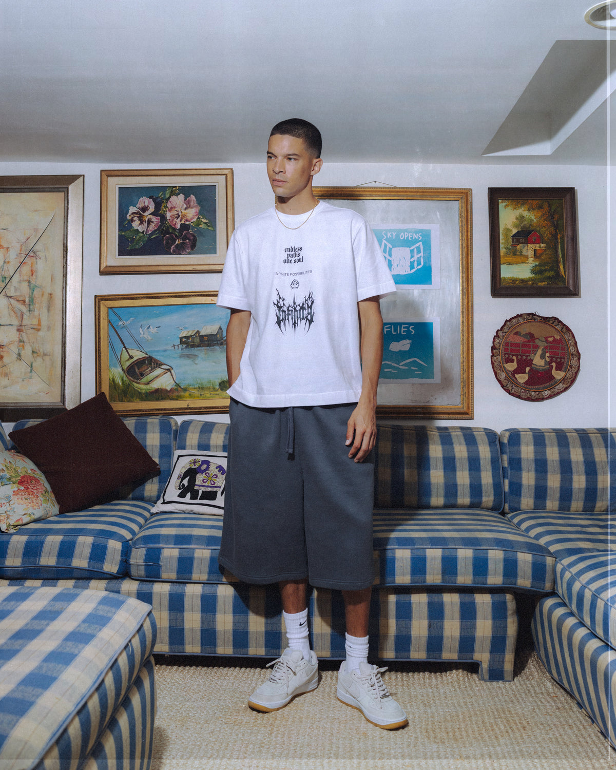 Oversized Sweatshort in Steel grey