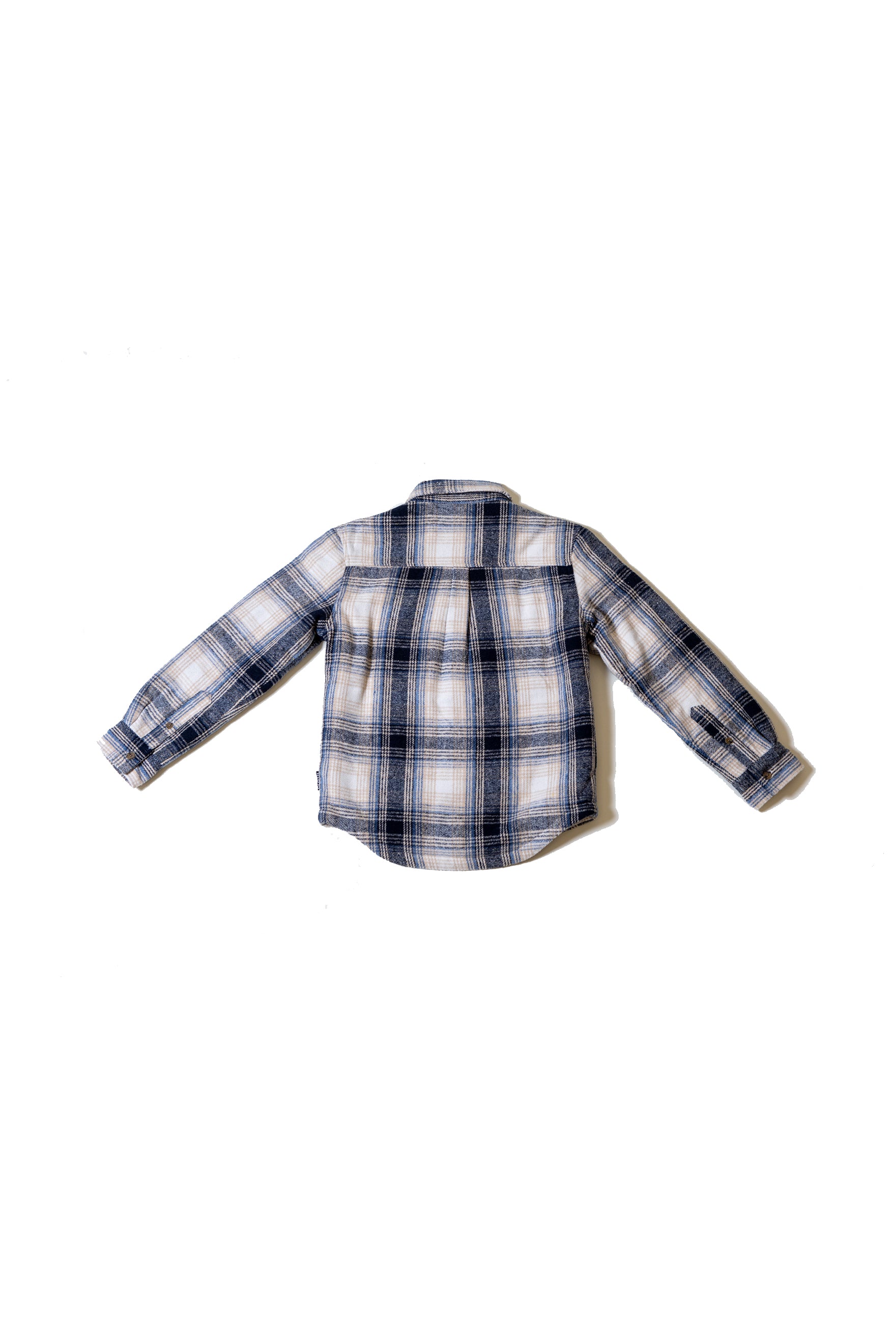 Kids Flannel Shacket with sherpa lining 
#color_cream_blue