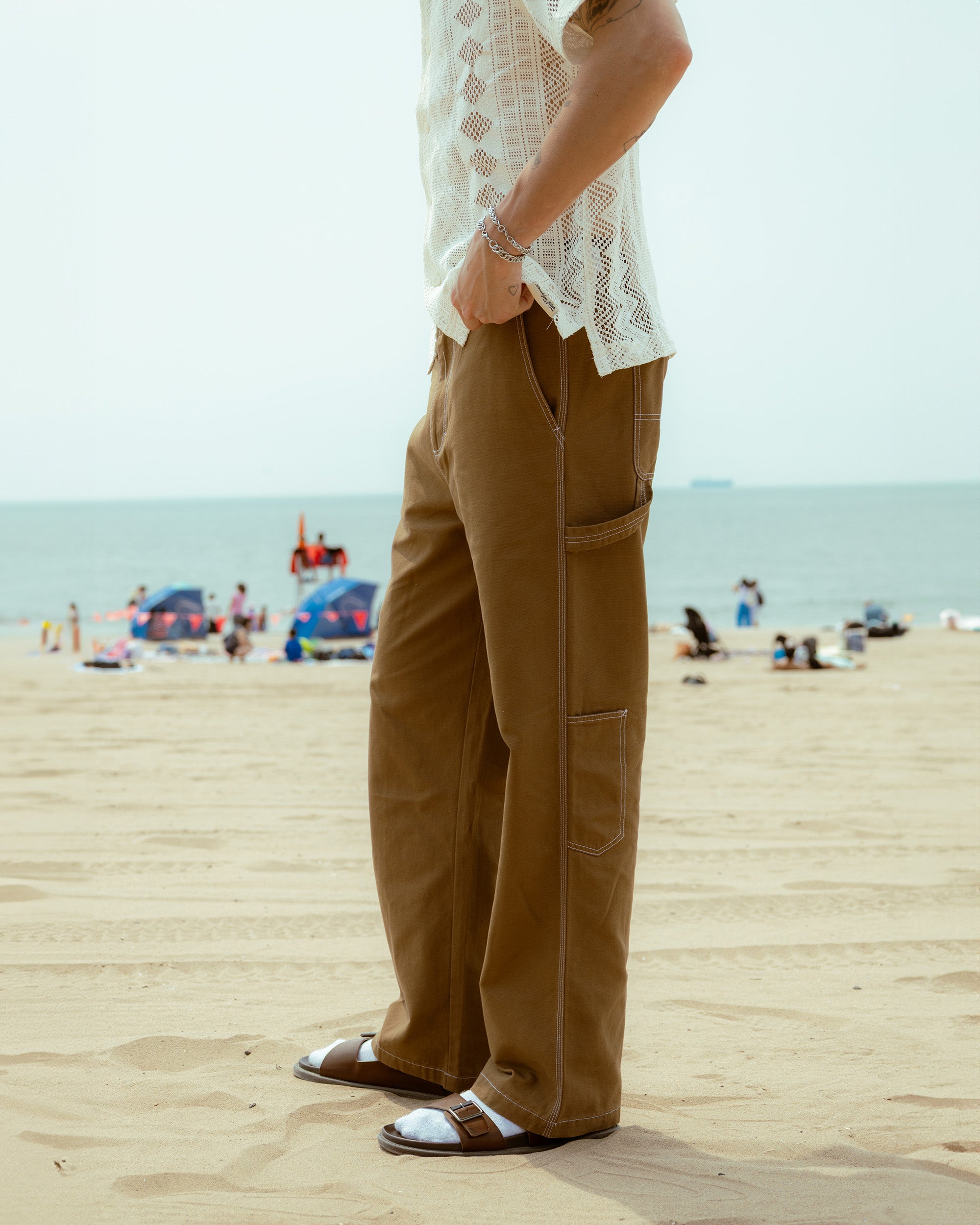 Back Elastic Waist Canvas Pant