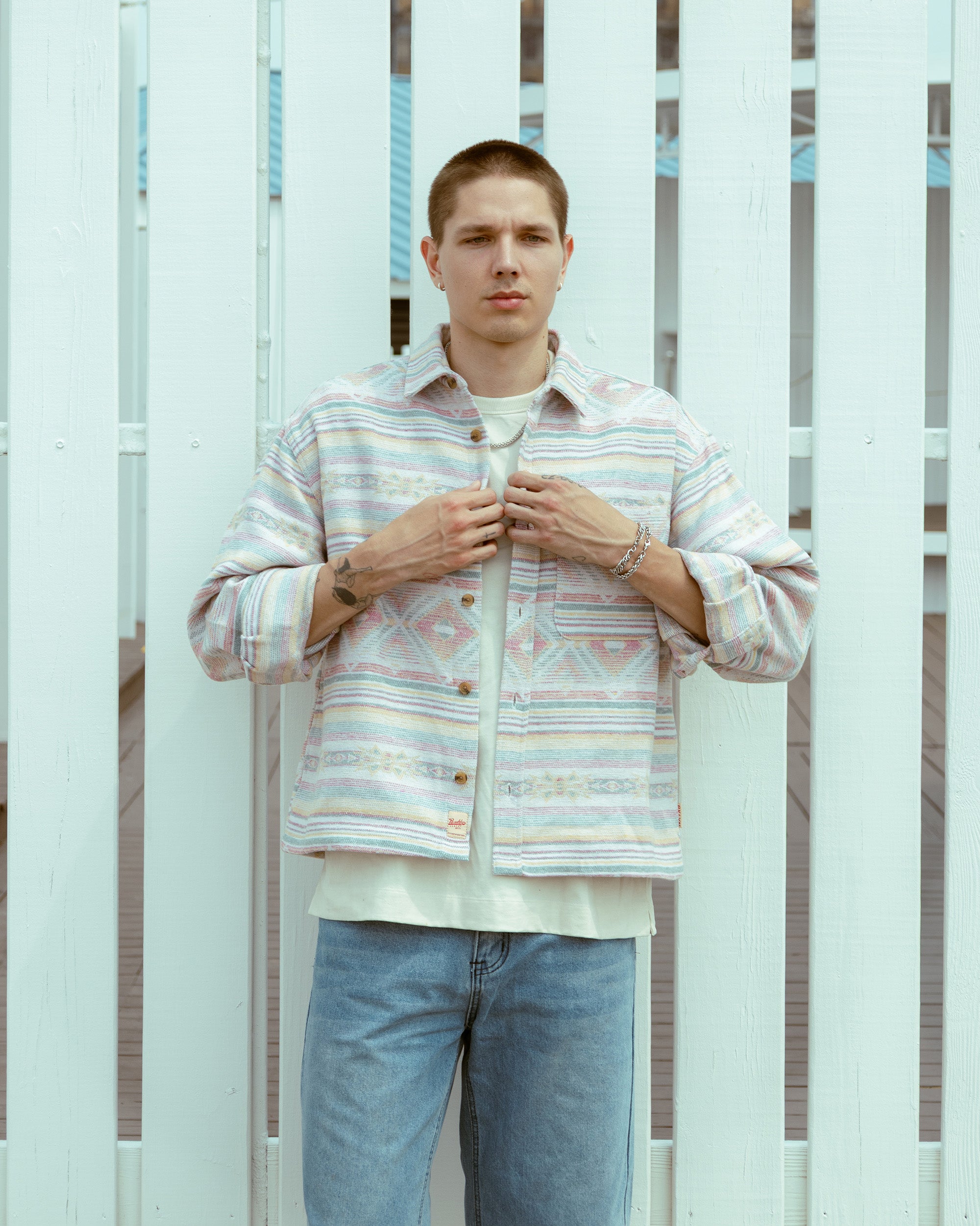 Boxy Baja Blanket Jacquard Shacket