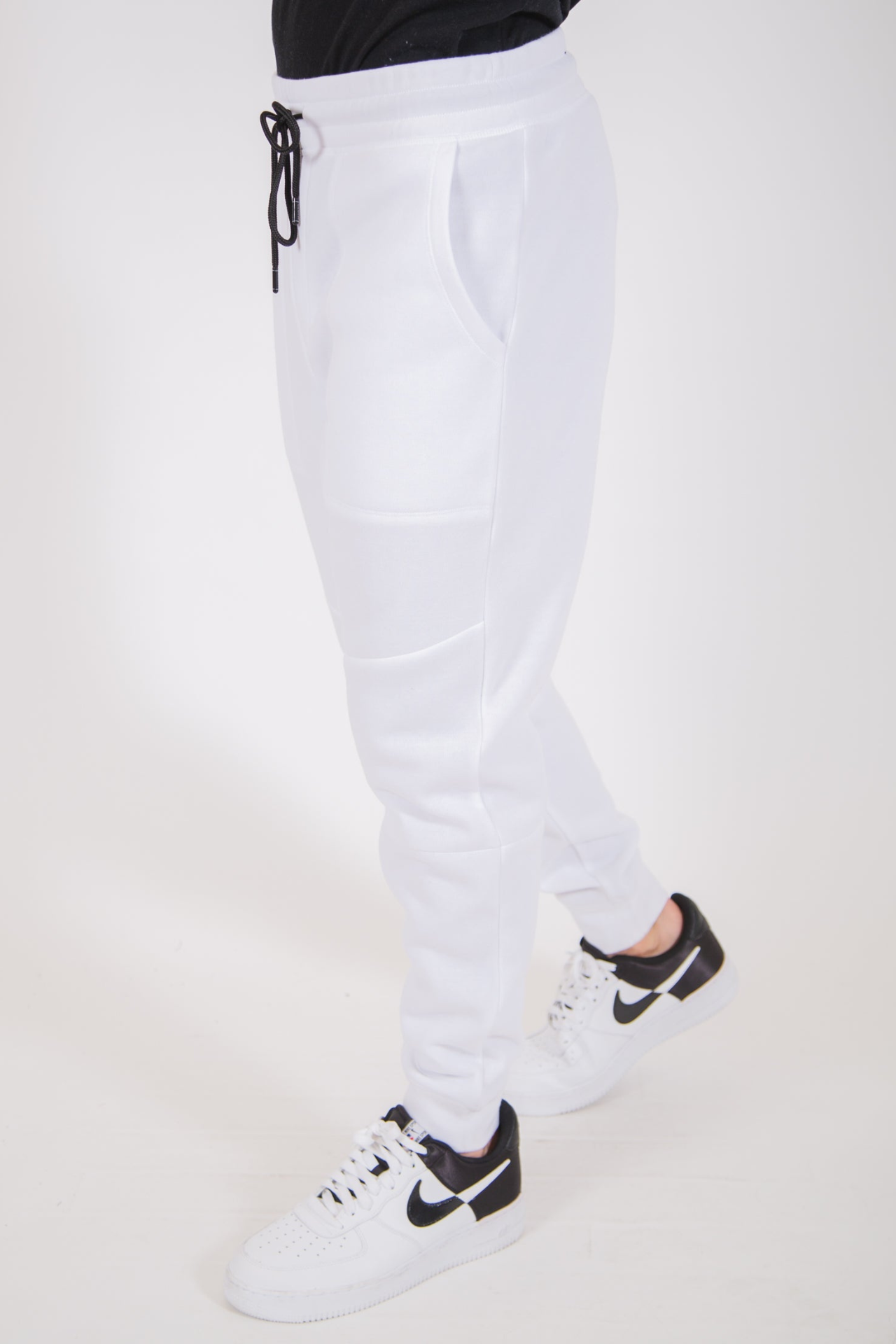 White Fleece Core Jogger Pants