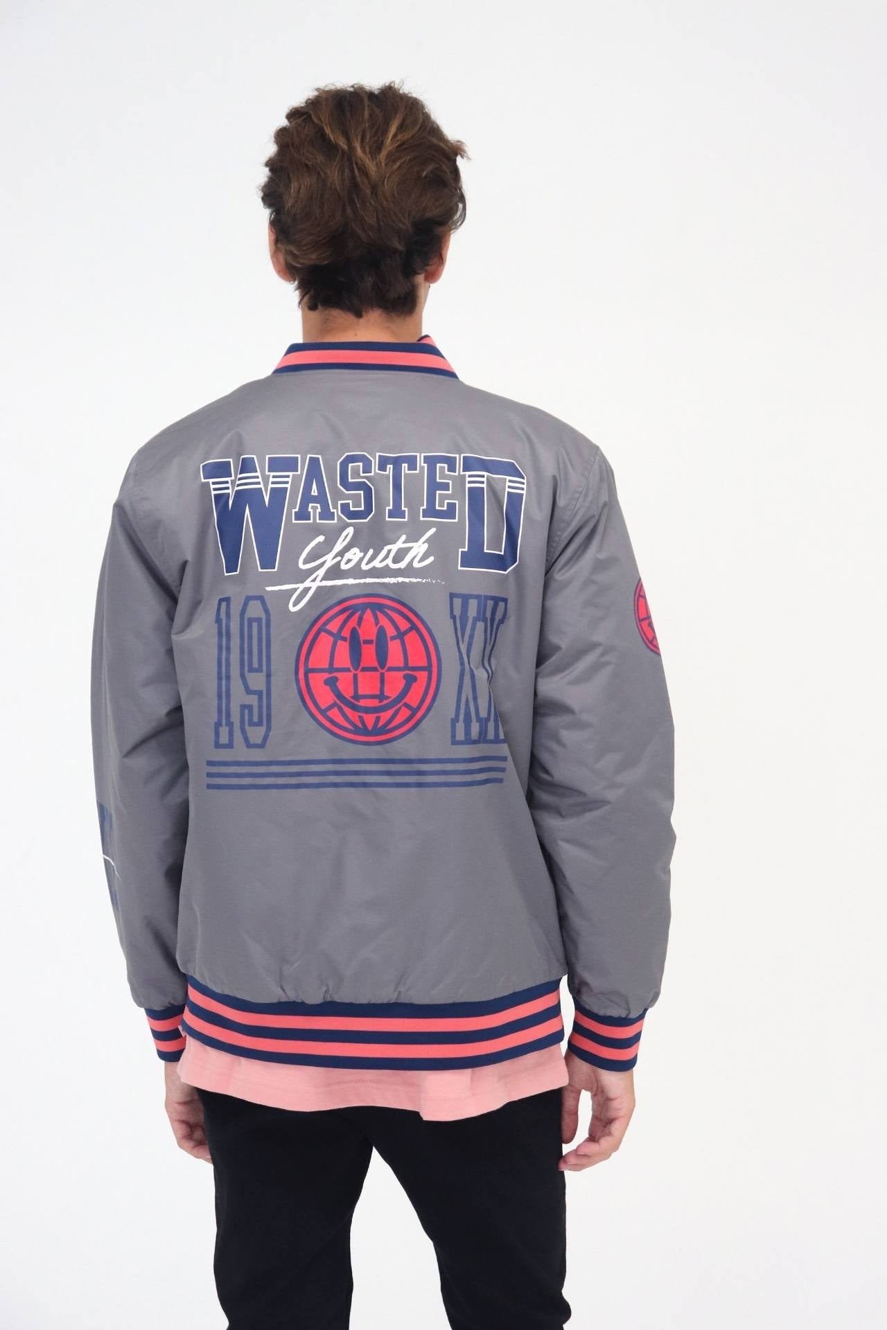 Charcoal Wasted Youth Woven Bomber Jacket | Brooklyn Cloth