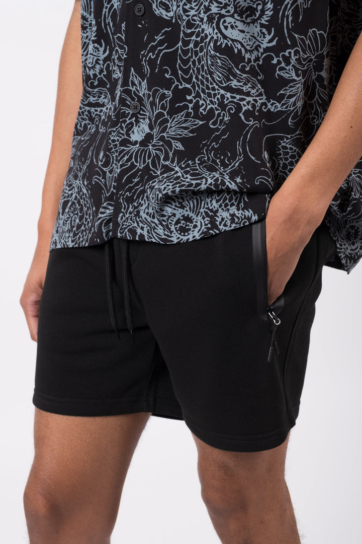 Brooklyn Cloth men's 5-inch inseam shorts with heat seal zip pocket
#color_black